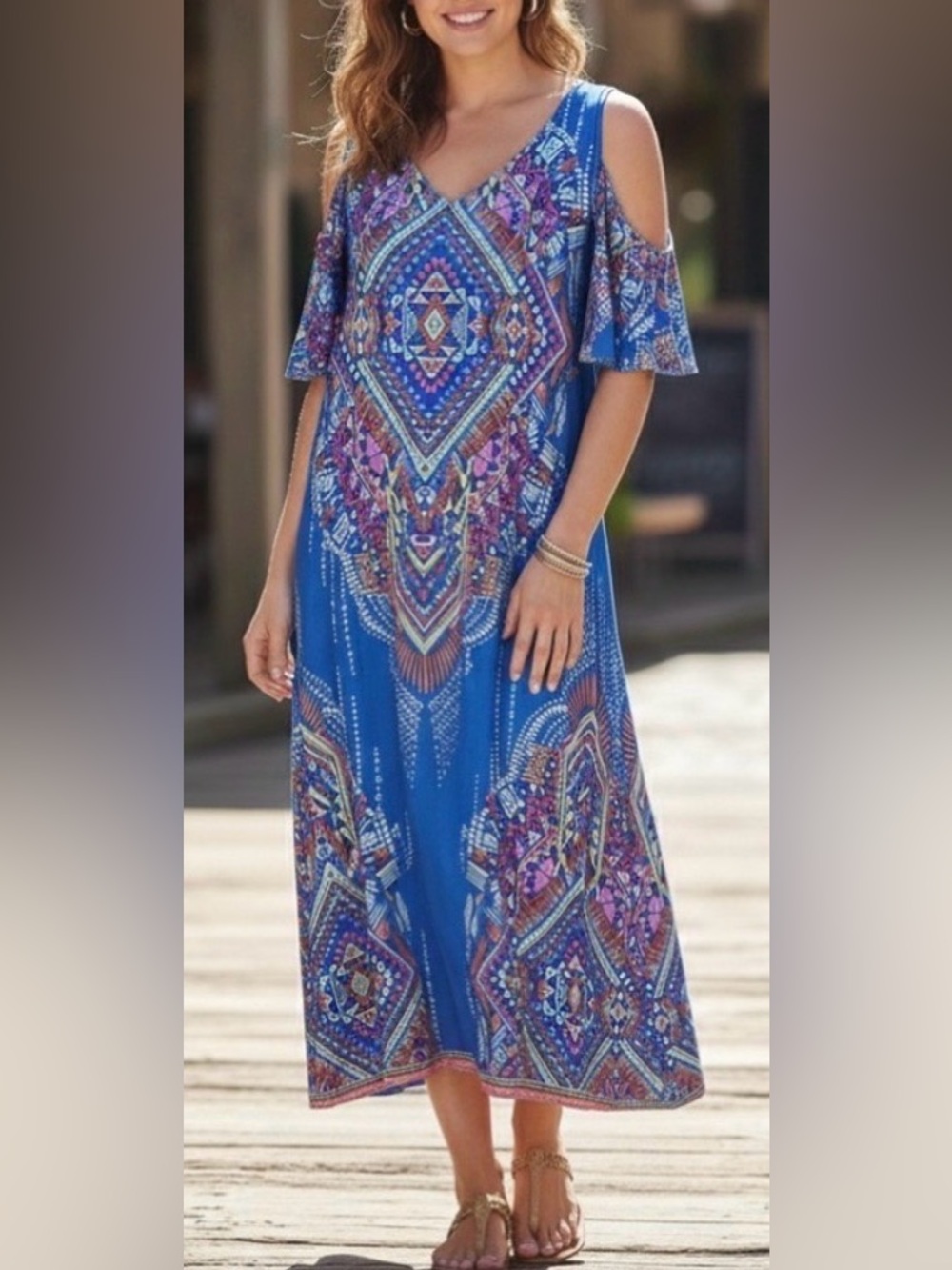 MSK Vibrant Colorful Midi Dress Size XL Made in India